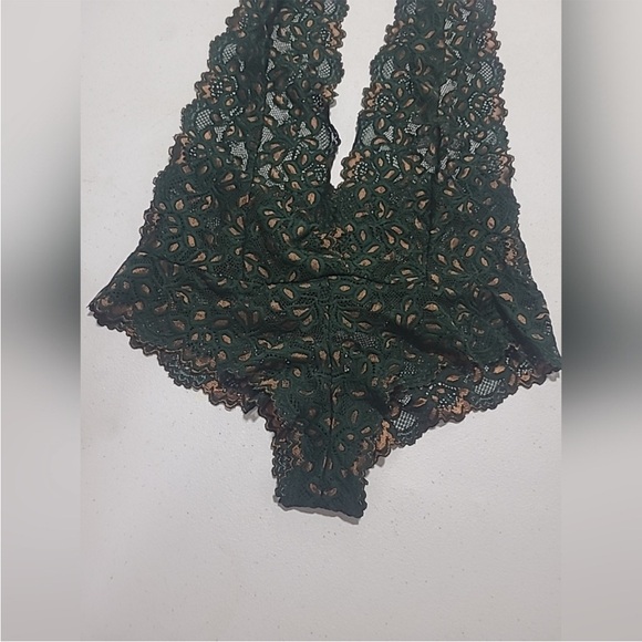 NWT Frederick's Of Hollywood Size Medium Jessica Lace Teddy Green And Gold - Picture 8 of 14